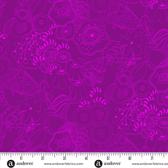 Tangle Dark Amethyst quilting fabric, part of the Color Camp fabric collection by Alison Glass (SKU: A-10420-P)