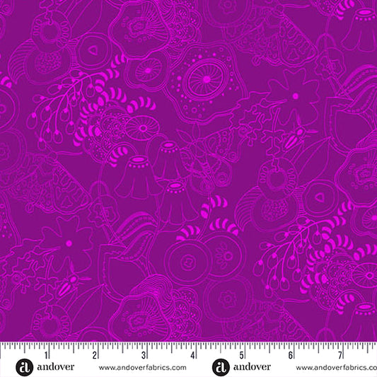 Tangle Dark Amethyst quilting fabric, part of the Color Camp fabric collection by Alison Glass (SKU: A-10420-P)