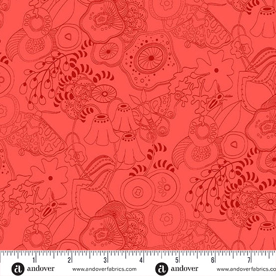 Tangle Poppy quilting fabric, part of the Color Camp fabric collection by Alison Glass (SKU: A-10420-R)