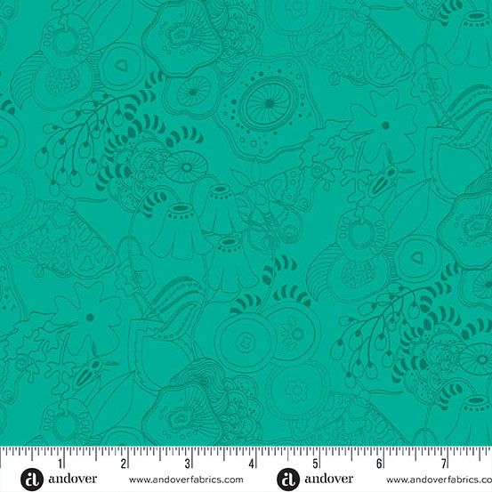 Tangle Teal quilting fabric, part of the Color Camp fabric collection by Alison Glass (SKU: A-10420-T)