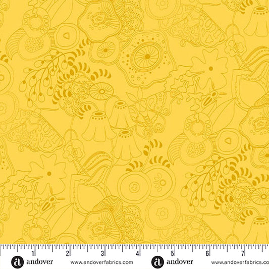 Tangle Light Honey quilting fabric, part of the Color Camp fabric collection by Alison Glass (SKU: A-10420-Y)
