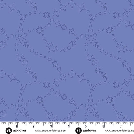 Trailmap Muted Blueberry quilting fabric, part of the Color Camp fabric collection by Alison Glass (SKU: A-10421-P1)