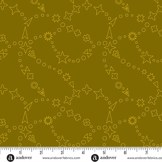 Trailmap Dark Gold quilting fabric, part of the Color Camp fabric collection by Alison Glass (SKU: A-10421-Y)