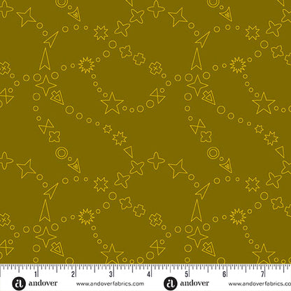 Trailmap Dark Gold quilting fabric, part of the Color Camp fabric collection by Alison Glass (SKU: A-10421-Y)