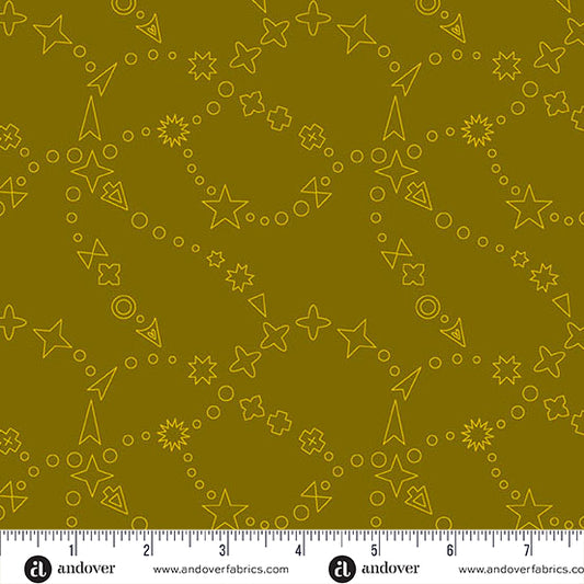 Trailmap Dark Gold quilting fabric, part of the Color Camp fabric collection by Alison Glass (SKU: A-10421-Y)