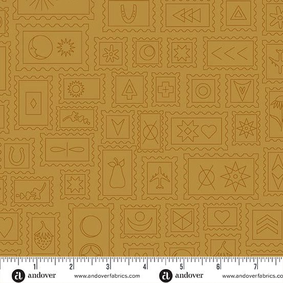 Postcard Muted Marigold quilting fabric, part of the Color Camp fabric collection by Alison Glass (SKU: A-10424-N)