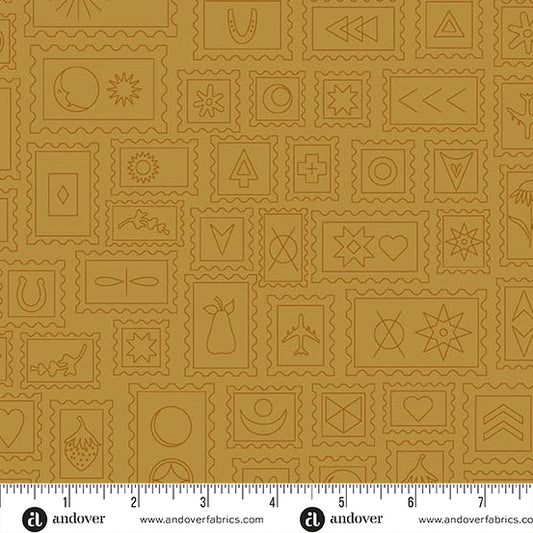 Postcard Muted Marigold quilting fabric, part of the Color Camp fabric collection by Alison Glass (SKU: A-10424-N)