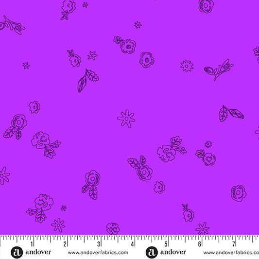 Sprig Amethyst quilting fabric, part of the Color Camp fabric collection by Alison Glass (SKU: A-10425-P)