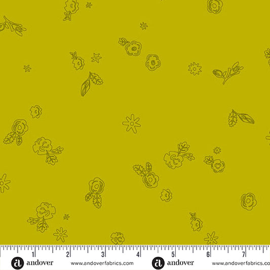 Sprig Lichen quilting fabric, part of the Color Camp fabric collection by Alison Glass (SKU: A-10425-Y)