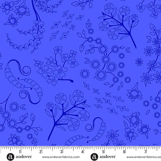 Nestled Blueberry quilting fabric, part of the Color Camp fabric collection by Alison Glass (SKU: A-10427-B)