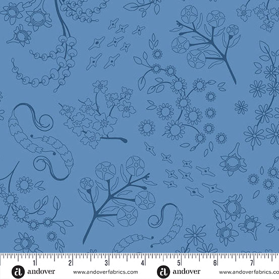 Nestled Muted Pond quilting fabric, part of the Color Camp fabric collection by Alison Glass (SKU: A-10427-B1)