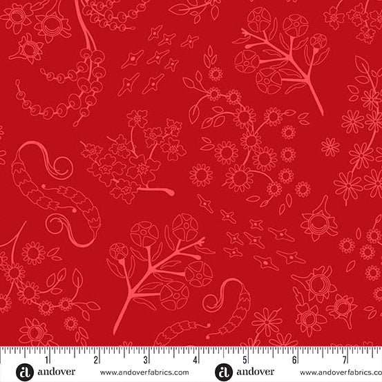 Nestled Dark Ruby quilting fabric, part of the Color Camp fabric collection by Alison Glass (SKU: A-10427-R)