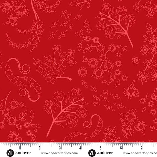 Nestled Dark Ruby quilting fabric, part of the Color Camp fabric collection by Alison Glass (SKU: A-10427-R)