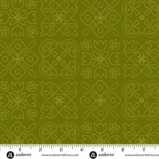 Bandana Dark Toad quilting fabric, part of the Color Camp fabric collection by Alison Glass (SKU: A-10428-G)
