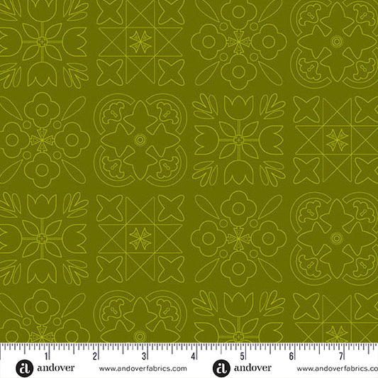 Bandana Dark Toad quilting fabric, part of the Color Camp fabric collection by Alison Glass (SKU: A-10428-G)