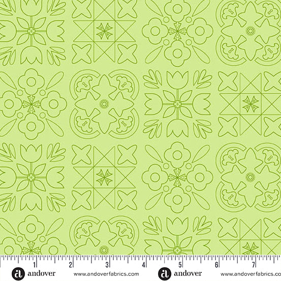 Bandana Light Grass quilting fabric, part of the Color Camp fabric collection by Alison Glass (SKU: A-10428-LG)