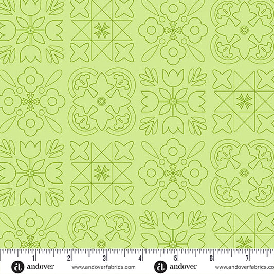 Bandana Light Grass quilting fabric, part of the Color Camp fabric collection by Alison Glass (SKU: A-10428-LG)