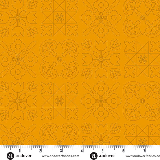 Bandana Marigold quilting fabric, part of the Color Camp fabric collection by Alison Glass (SKU: A-10428-O)