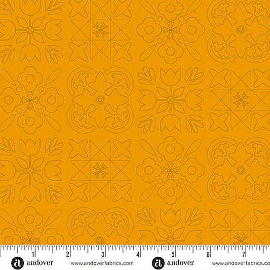 Bandana Marigold quilting fabric, part of the Color Camp fabric collection by Alison Glass (SKU: A-10428-O)