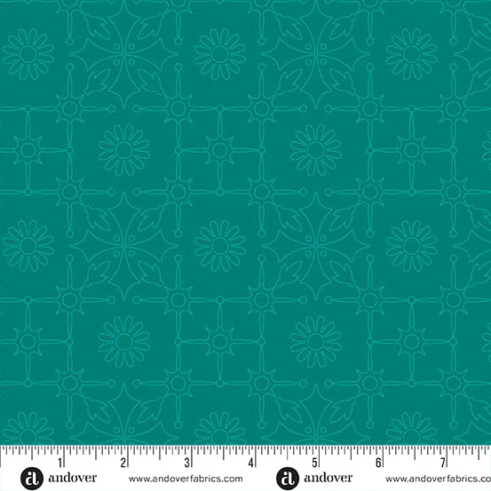 Leatherwork Dark Teal quilting fabric, part of the Color Camp fabric collection by Alison Glass (SKU: A-10429-T)