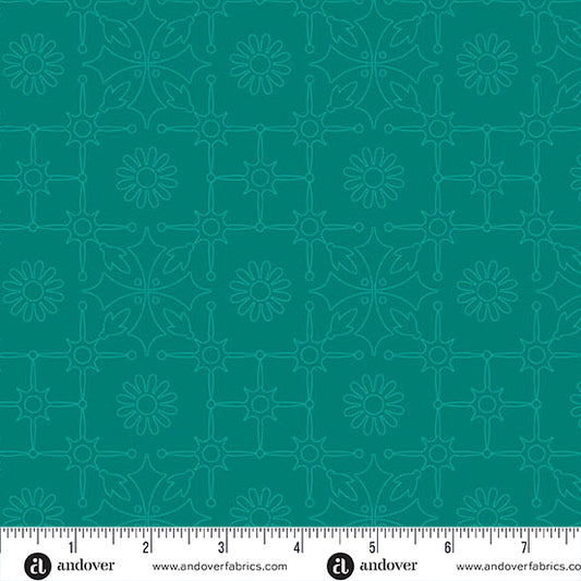 Leatherwork Dark Teal quilting fabric, part of the Color Camp fabric collection by Alison Glass (SKU: A-10429-T)