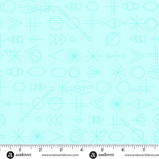 Gameday Lighter Aqua quilting fabric, part of the Color Camp fabric collection by Alison Glass (SKU: A-10430-LB)