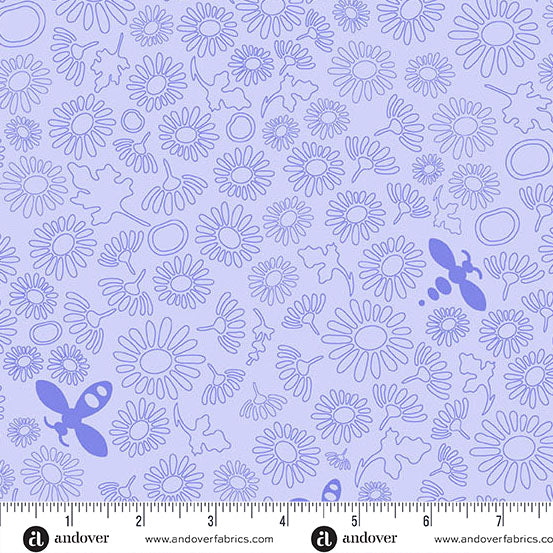 Bee Lighter Violet quilting fabric, part of the Color Camp fabric collection by Alison Glass (SKU: A-10431-P)