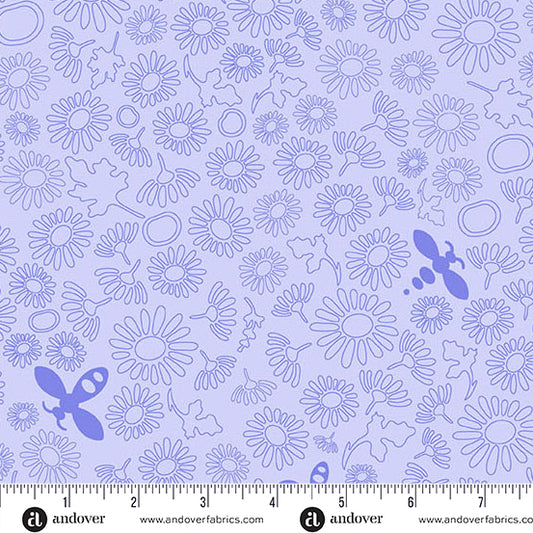 Bee Lighter Violet quilting fabric, part of the Color Camp fabric collection by Alison Glass (SKU: A-10431-P)