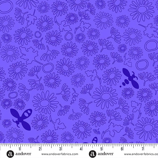 Bee Violet quilting fabric, part of the Color Camp fabric collection by Alison Glass (SKU: A-10431-P1)
