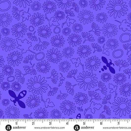 Bee Violet quilting fabric, part of the Color Camp fabric collection by Alison Glass (SKU: A-10431-P1)