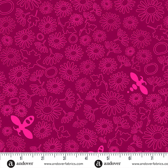 Be Dark Peony quilting fabric, part of the Color Camp fabric collection by Alison Glass (SKU: A-10431-R)