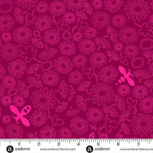 Be Dark Peony quilting fabric, part of the Color Camp fabric collection by Alison Glass (SKU: A-10431-R)