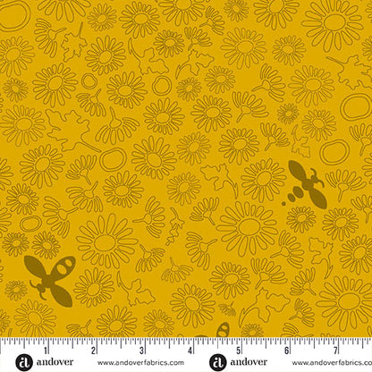 Bee Honey quilting fabric, part of the Color Camp fabric collection by Alison Glass (SKU: A-10431-Y)