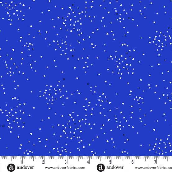 PREORDER - Heart Stars in Blue - A-1091-B - HALF YARD