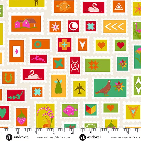 A closeup shot of the quilting fabric pattern called Day Collector, designed by Alison Glass as part of the Color Wheel collection. The SKU. is A-1125-L.