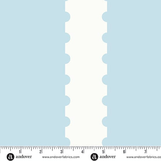 Cotton quilting fabric pattern called 'Stripe in Fog'. Part of the 'Stamp Stripe' fabric collection. Designed by Alison Glass for fabric company Andover Fabrics. SKU: A-1131-LB. 44-45 inch width.