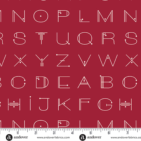 PREORDER - Scrawl - Deco Letters in Crimson - Giucy Giuce - A-1217-R - Half Yard