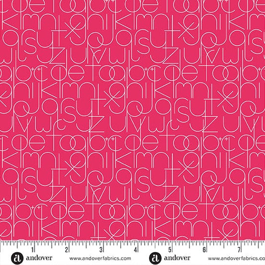 Cotton quilting fabric pattern called 'Enough in Strawberry'. Part of the 'Soliloquy' fabric collection. Designed by Alison Glass for fabric company Andover Fabrics. SKU: A-1221-R. 44-45 inch width.