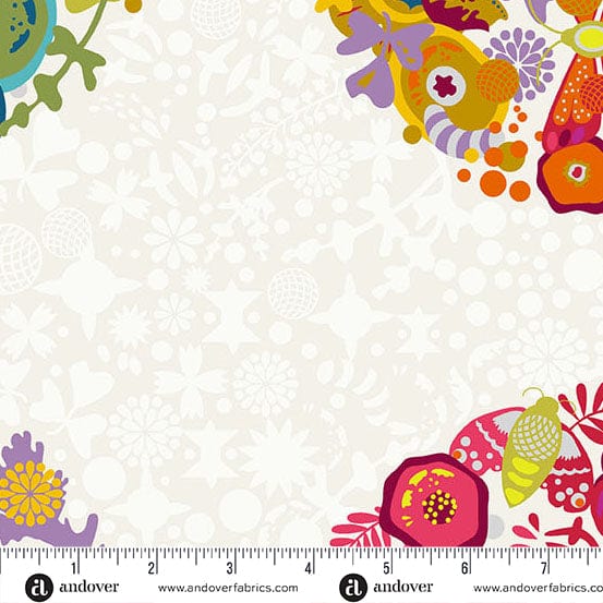 A closeup shot of the quilting fabric pattern called Day Art Theory, designed by Alison Glass as part of the Color Wheel collection. The SKU is A-1442-L.