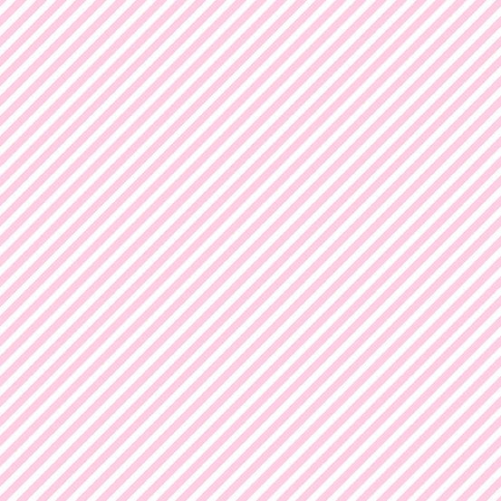 Cotton quilting fabric pattern called 'Bias Stripe in Light Pink'. Part of the 'Sweet Shoppe' fabric collection. Designed by Windham Fabrics for fabric company Windham Fabrics. SKU: A-9236-E. 44-45 inch width.