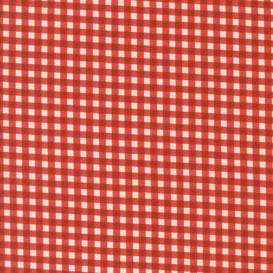 A closeup shot of the quilting fabric pattern called Gingham, designed by Cathe Holden, in the tomato colorway. The SKU is 7480 14.