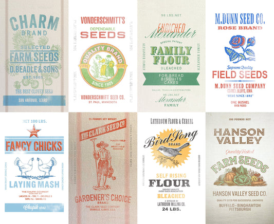 A closeup shot of the fabric panel called Flour Sacks, designed by Cathe Holden. The SKU is 7481 11.