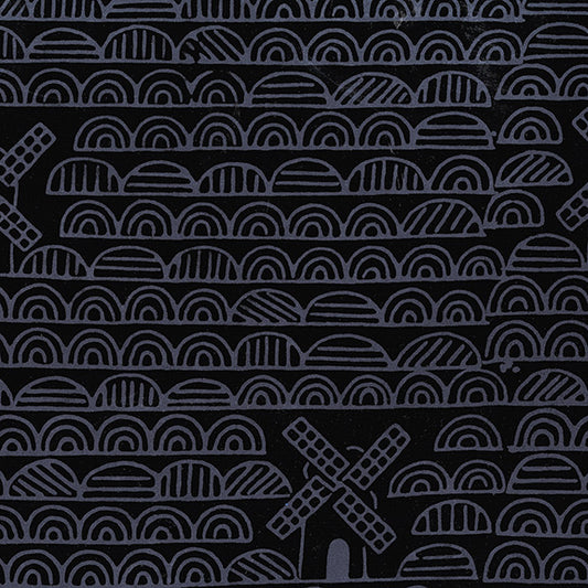 Dutch Days - Windmills in Pitch Black - Shayla Wolf - 754Q-4 - Half Yard (Preorder)