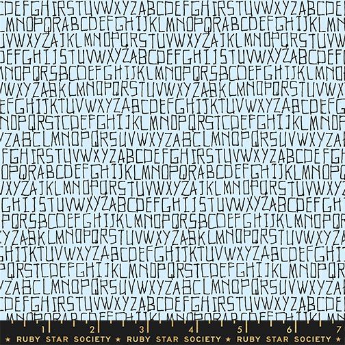 Alphabet in Ethereal quilting fabric, part of the Memento fabric collection by Ruby Star Society (SKU: RS8002 13)