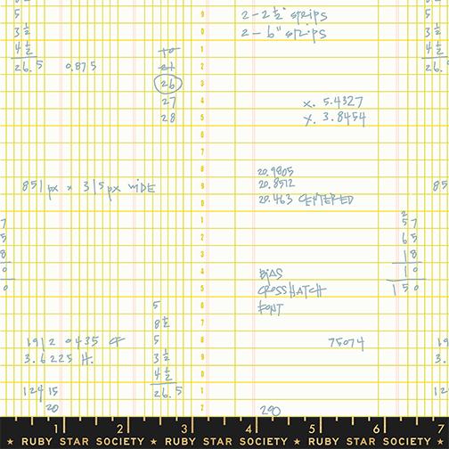 Ledger in Citron quilting fabric, part of the Memento fabric collection by Ruby Star Society (SKU: RS8003 12)
