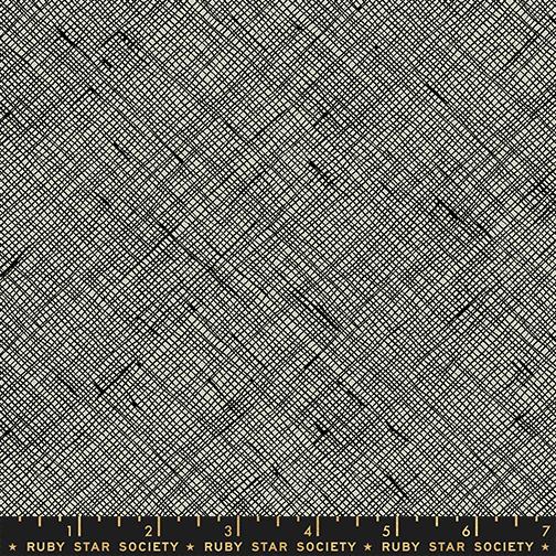 Crosshatch in black quilting fabric, part of the Memento fabric collection by Ruby Star Society (SKU: RS8007 17)