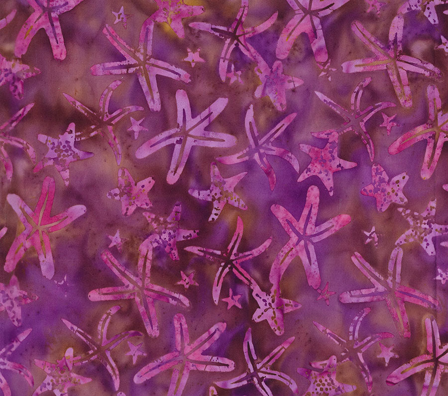 Starfish in Pansy quilting fabric, part of the Calypso fabric collection by Banyan Batiks (SKU: 82402-85)