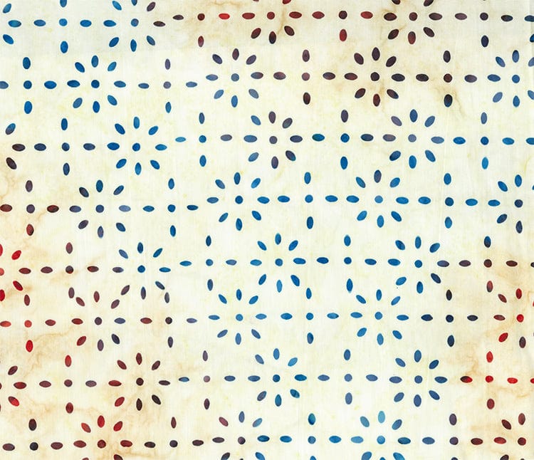 A closeup shot of the quilting fabric pattern called Small Burst, designed by Scott Flanagan, in the cream colorway. The SKU is 83552-14.