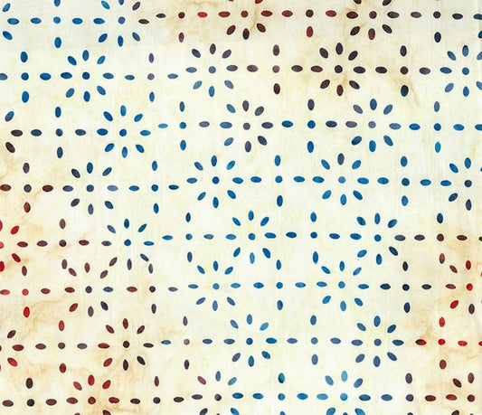 A closeup shot of the quilting fabric pattern called Small Burst, designed by Scott Flanagan, in the cream colorway. The SKU is 83552-14.