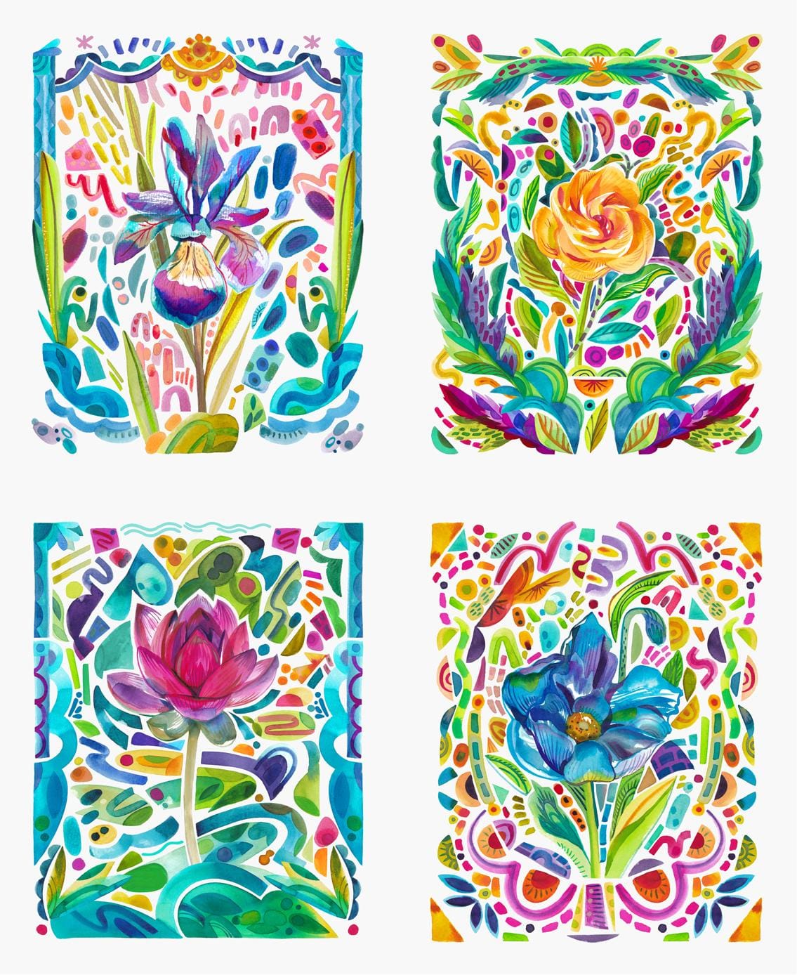 Wild Bold Flowers quilting panel, part of the Radiant fabric collection by Amarilys Henderson (SKU: 21847 11)